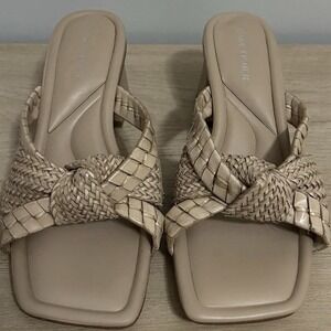 Marc Fisher Macki Square Toe Block Heel Slip On Dress Sandals Resort Core Style